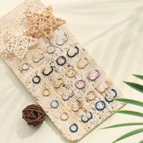 12 Pairs Surgical Stainless Steel Small Hoop Earrings for Women Men Hypoallergenic Cartilage Huggie Hoop Earrings Set Helix Lobes Hinged Sleeper Earrings for Cartilage Piercings 8MM 10MM in Saudi Arabia