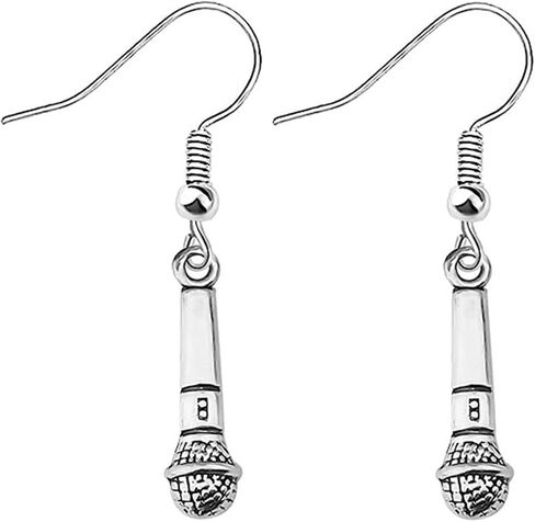 Coadipress ميكروفون أقراط شخصية ميكروفون سحر الأقراط الموسيقى انخفاض الأقراط الموسيقى والمجوهرات هدايا الموسيقي للمغني كاريوكي هدايا الموسيقى المعلم هدية in Kuwait