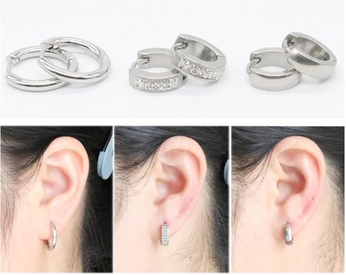 3 Pairs Hoop Earrings Set Stainless Steel Unisex Piecerd Hinged Hoops Jewelry for Men Women in Saudi Arabia