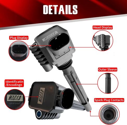 Set of 4 Ignition Coils UF673 C1828 Compatible with Dodge Dart 2013-2016 Fiat 500 2012-2017 L4 1.4L - Replaces 68081914AC 68081914AA in Kuwait