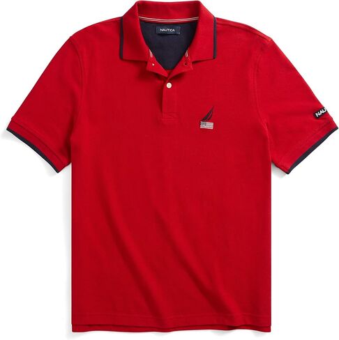 Nautica Men's Short Sleeve American Flag Logo Polo Shirt in Saudi Arabia