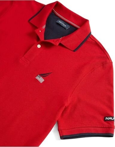Nautica Men's Short Sleeve American Flag Logo Polo Shirt in Saudi Arabia