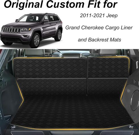 Original Cargo Mat and Rear Backrest Mat for 2011-2021 Jeep Grand Cherokee/2022 Grand Cherokee WK (Not L) - Custom Fit PU Leather Cargo Liner and Backrest Mat - All Weather Anti-Slip Car Mats in Saudi Arabia
