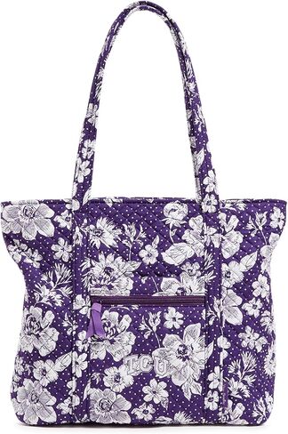 Vera Bradley Cotton Collegiate Vera Tote Bag (Multiple Teams Available), Purple/White Rain Garden with Texas Christian University in Saudi Arabia