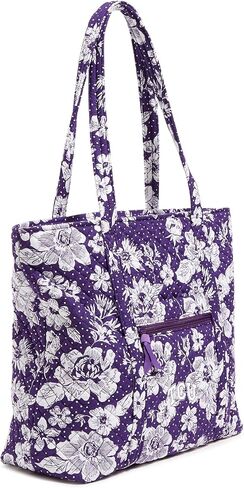 Vera Bradley Cotton Collegiate Vera Tote Bag (Multiple Teams Available), Purple/White Rain Garden with Texas Christian University in Saudi Arabia