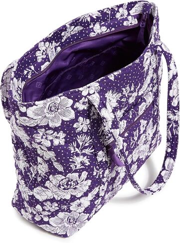 Vera Bradley Cotton Collegiate Vera Tote Bag (Multiple Teams Available), Purple/White Rain Garden with Texas Christian University in Saudi Arabia
