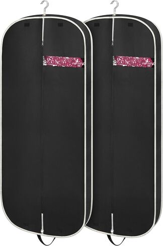 عبوة من 2 حقيبة ملابس لتعليق الملابس من Coastal Rose، حقائب ملابس مقواة مقاس 10.16 سم للسفر، حقيبة غطاء البدلة بمقبض - 60.96 سم × 137.16 سم/ أسود in Kuwait