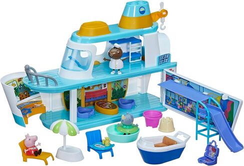 Peppa Pig - Beach Camper, Preschool Toy Vehicle, 10 Pieces, Wheels Spin, Ages 3 and up, Multicoloured in Saudi Arabia