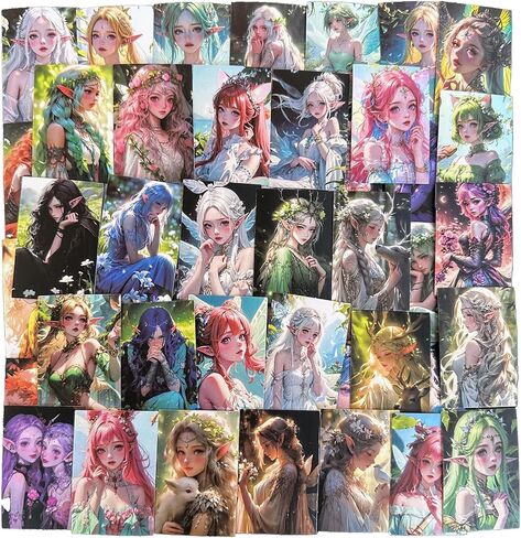 ملصقات أنيمي الجنية أميرة الغابة آذان قزم فتاة مجموعة ملصقات 50 قطعة من الفينيل ملصقات مقاومة للماء لأجهزة الكمبيوتر المحمولة، وزجاجات المياه، وسجل القصاصات، ملصق فتاة قزم ساحر ديكور سحري للنساء والفتيات in Kuwait