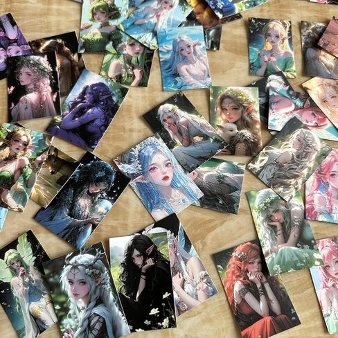 ملصقات أنيمي الجنية أميرة الغابة آذان قزم فتاة مجموعة ملصقات 50 قطعة من الفينيل ملصقات مقاومة للماء لأجهزة الكمبيوتر المحمولة، وزجاجات المياه، وسجل القصاصات، ملصق فتاة قزم ساحر ديكور سحري للنساء والفتيات in Kuwait