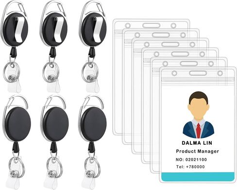 2 Pack ID Badge Holder with Clip – Badge Reels Retractable Heavy Duty – Clear Id Card Holder Retractable – Vertical Lanyard Id Holder with Carabiner Badge Reel – Retractable Keychain in Saudi Arabia