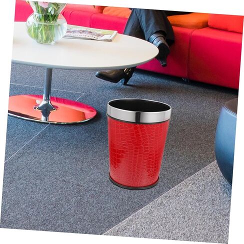 Vintage Chinese Trash Can, 1.0L Capacity, Red Leather and Plastic Material, 1970s Style in Saudi Arabia