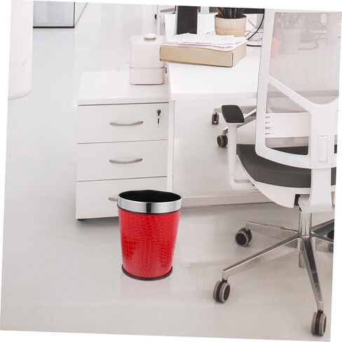 Vintage Chinese Trash Can, 1.0L Capacity, Red Leather and Plastic Material, 1970s Style in Saudi Arabia