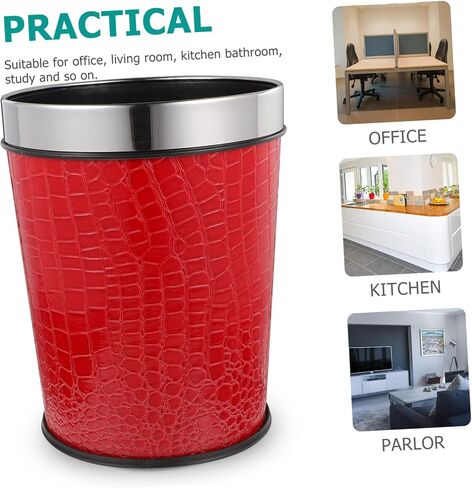 Vintage Chinese Trash Can, 1.0L Capacity, Red Leather and Plastic Material, 1970s Style in Saudi Arabia