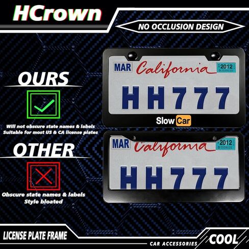 2Pcs Carbon Fiber Pattern License Plate Frame, Funny License Plate Frame, 2Holes Black Aluminum Alloy License Plate Frame with Caps and Screws, Universal License Plate Holders Car Accessories(Follow) in Saudi Arabia