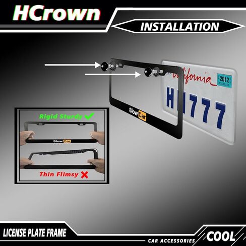 2Pcs Carbon Fiber Pattern License Plate Frame, Funny License Plate Frame, 2Holes Black Aluminum Alloy License Plate Frame with Caps and Screws, Universal License Plate Holders Car Accessories(Follow) in Saudi Arabia