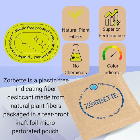 ZORBETTE 8 Pack - رقاقة جافة مجففة للتخزين - التحكم في الرطوبة والرطوبة 3 مرات أكثر من جل السيليكا. مجفف من الدرجة الغذائية للأدوات المنزلية القابلة للتلف، والوثائق، والخزائن، والإلكترونيات، والكاميرات.. in Kuwait