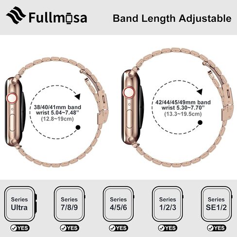 Fullmosa Compatible Apple Watch Metal Bands 49mm 45mm 44mm 42mm 41mm 40mm 38mm, Stainless Steel iWatch Band Men Women for Apple Watch Series Ultra 9 8 7 6 5 4 3 2 1 SE in Saudi Arabia