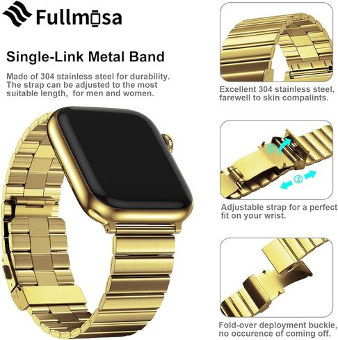 سوار معدني لساعة Apple متوافق مع Fullmosa 49 مم 45 مم 44 مم 42 مم 41 مم 40 مم 38 مم، سوار iWatch من الفولاذ المقاوم للصدأ للرجال والنساء لسلسلة ساعات Apple Ultra 9 8 7 6 5 4 3 2 1 SE in Kuwait