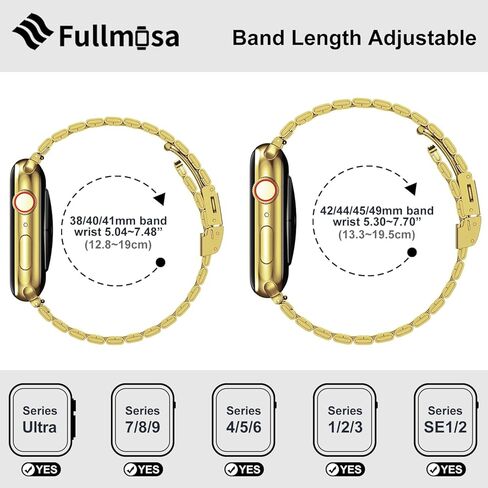 سوار معدني لساعة Apple متوافق مع Fullmosa 49 مم 45 مم 44 مم 42 مم 41 مم 40 مم 38 مم، سوار iWatch من الفولاذ المقاوم للصدأ للرجال والنساء لسلسلة ساعات Apple Ultra 9 8 7 6 5 4 3 2 1 SE in Kuwait