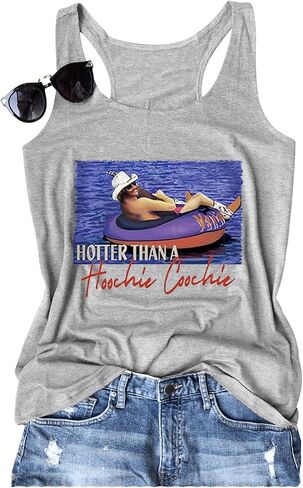 Hotter Than A Hoochie Coochie Graphic Summer Music Concert Chris Vintage Sexy Tank Tops for Women Cute Funny Friend Camis in Saudi Arabia