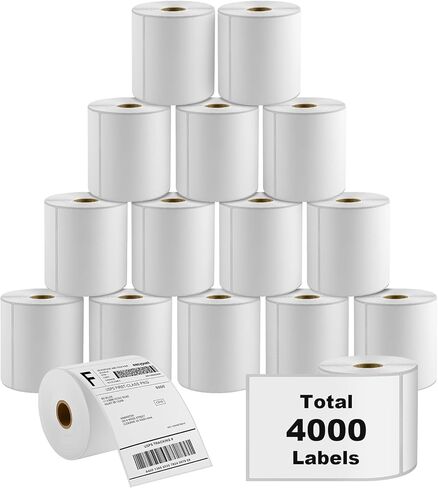 MaxGear 4" x 6" Direct Thermal Labels, 4000 Labels/16 Rolls, Shipping Package Labels, Perforated White Mailing Labels, Commercial Grade, Permanent Adhesive, Compatible with Most Thermal Printers in Saudi Arabia