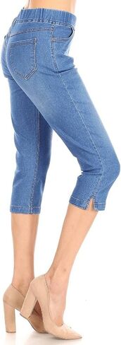 Women's Capri Jeans Skinny Jeggings Pull-On Denim Capris Pants with Pockets Regular & Plus Size in Saudi Arabia