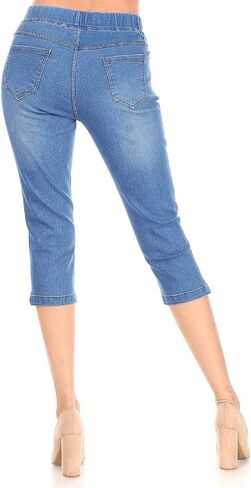 Women's Capri Jeans Skinny Jeggings Pull-On Denim Capris Pants with Pockets Regular & Plus Size in Saudi Arabia