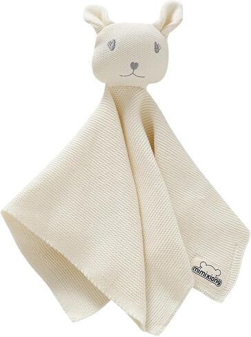 بطانية أمان للأطفال من mimixiong Baby Lovey مصنوعة من القطن المحبوك ناعمة ولطيفة على شكل أرنب آمنة للأولاد والبنات (بيج، 14 × 14 بوصة) in Kuwait