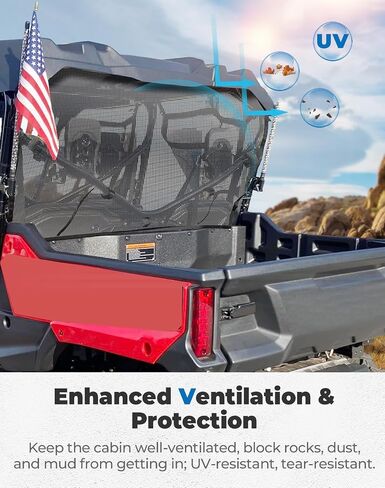 شبكة النافذة الخلفية KEMIMOTO UTV متوافقة مع Pioneer 1000 (3P، 5P، 6P)، شبكة الزجاج الأمامي الخلفي مع تهوية متقدمة ورؤية عالية، تحافظ على الطين والحصى، ملحق مظلة الشمس in Saudi Arabia