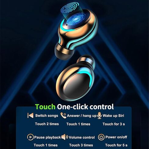 سماعات أذن لاسلكية بلوتوث 5.3 داخل الأذن، تشغيل 40 ساعة، شاشة عرض الطاقة LED، علبة شحن، سماعات تحكم باللمس IPX8 مقاومة للماء، سماعات أذن لاسلكية حقيقية لأجهزة iPhone/iOS/Android in Kuwait