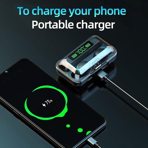 سماعات أذن لاسلكية بلوتوث 5.3 داخل الأذن، تشغيل 40 ساعة، شاشة عرض الطاقة LED، علبة شحن، سماعات تحكم باللمس IPX8 مقاومة للماء، سماعات أذن لاسلكية حقيقية لأجهزة iPhone/iOS/Android in Kuwait