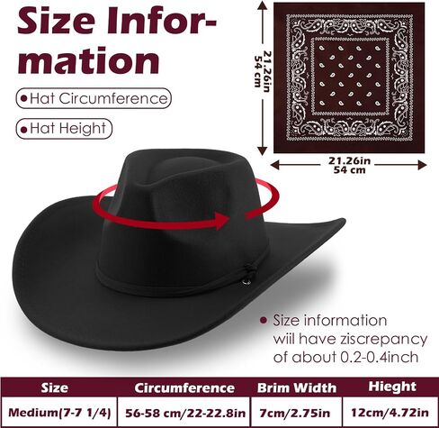 Women Men Retro Wide Brim Western Hat and Bandanas Cowboy Hats Cowgirl Hat Belt Buckle Panama Hat in Saudi Arabia