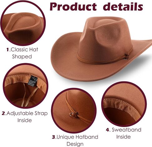 Women Men Retro Wide Brim Western Hat and Bandanas Cowboy Hats Cowgirl Hat Belt Buckle Panama Hat in Saudi Arabia
