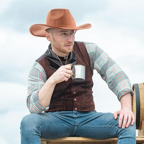 Women Men Retro Wide Brim Western Hat and Bandanas Cowboy Hats Cowgirl Hat Belt Buckle Panama Hat in Saudi Arabia
