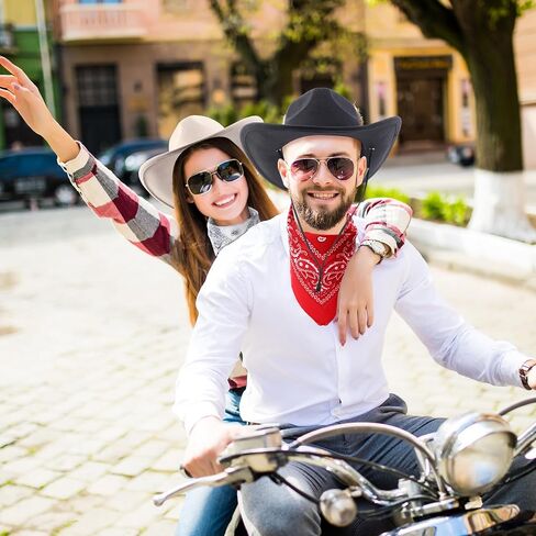 Women Men Retro Wide Brim Western Hat and Bandanas Cowboy Hats Cowgirl Hat Belt Buckle Panama Hat in Saudi Arabia