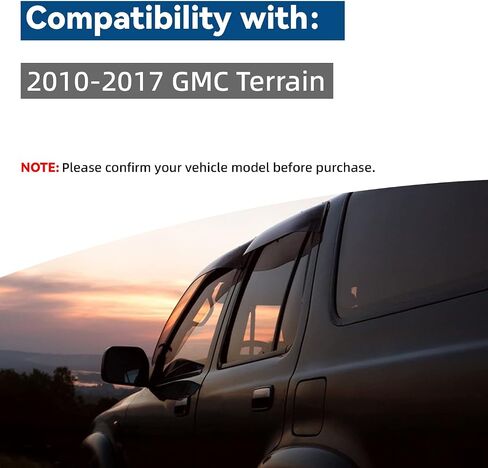 4pcs Front+Rear Smoke Tint Sun/Rain Guard Outside Mount Tape-On Vent Window Visors Compatible with 10-17 Terrain in Saudi Arabia