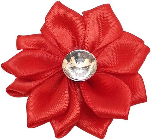 Chenkou Craft 40pcs Satin Ribbon Flower with Pearl Wedding DIY Appliques (White) in Kuwait