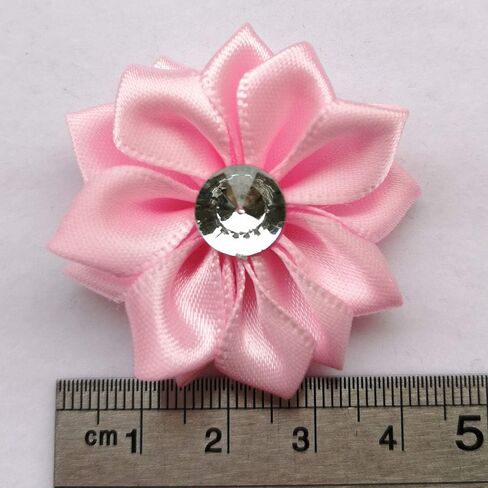 Chenkou Craft 40pcs Satin Ribbon Flower with Pearl Wedding DIY Appliques (White) in Kuwait