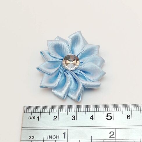 Chenkou Craft 40pcs Satin Ribbon Flower with Pearl Wedding DIY Appliques (White) in Kuwait