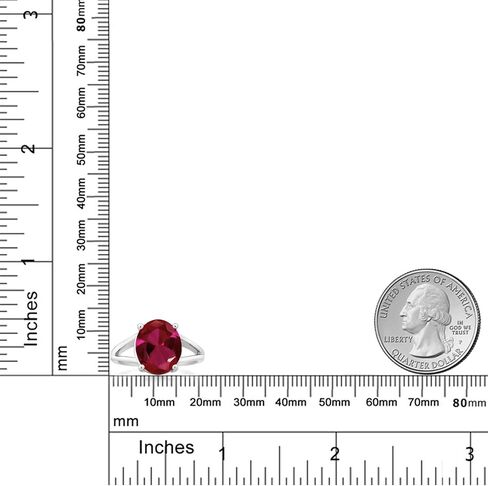 Gem Stone King 925 Sterling Silver Red Created Ruby Ring For Women (5.00 Cttw, Gemstone July Birthstone, Oval 12X10MM, Available In Size 5,6,7,8,9) in Saudi Arabia