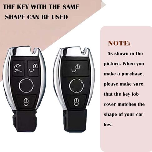 غطاء Key Fob متوافق مع Mercedes Benz AMG GT C E S M R CLA CLS GLA GLC GLE GLK GLS SLC SLK SL GL CL فئة للغطاء المعدني للمفتاح الذكي بدون حلقة سلسلة مفاتيح (نمط B رمادي) in Kuwait