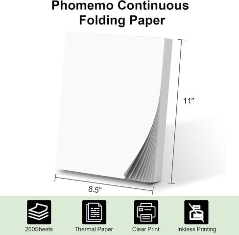 Thermal Printer Paper 8.5 x 11 Inch(200 Sheets), Compatible with A80/A81 Thermal Portable Printer, Automatic Folded Printing Paper feed in Saudi Arabia