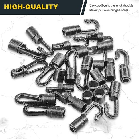 40 Pcs Bungee Shock Cord Hook Set 3 Type Black Plastic Bungee Cord Hooks, S Open Cord Hooks, Bendy and Straight Hook Bungee Terminal Ends for 1/4 inch (6MM) Bungee Kayaks in Saudi Arabia