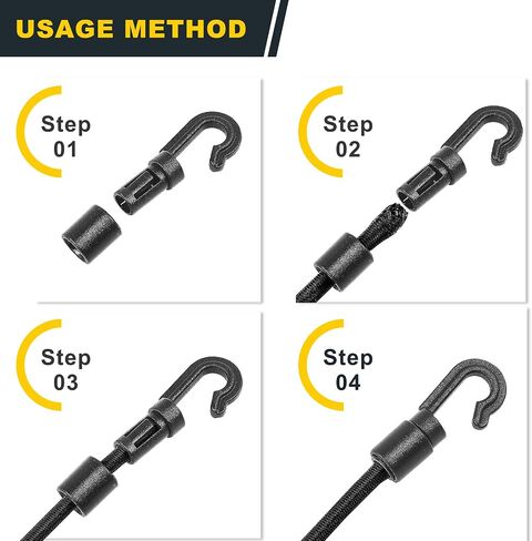40 Pcs Bungee Shock Cord Hook Set 3 Type Black Plastic Bungee Cord Hooks, S Open Cord Hooks, Bendy and Straight Hook Bungee Terminal Ends for 1/4 inch (6MM) Bungee Kayaks in Saudi Arabia