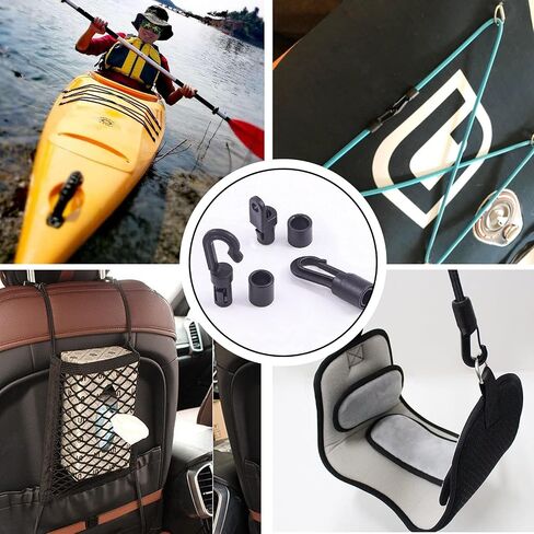 40 Pcs Bungee Shock Cord Hook Set 3 Type Black Plastic Bungee Cord Hooks, S Open Cord Hooks, Bendy and Straight Hook Bungee Terminal Ends for 1/4 inch (6MM) Bungee Kayaks in Saudi Arabia