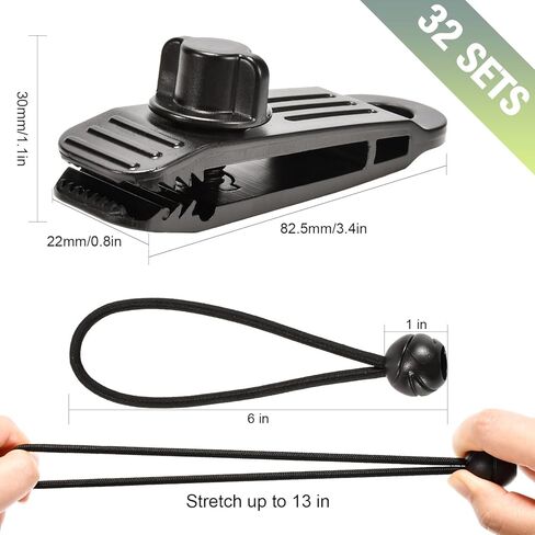 36 قطعة من مشابك القنب شديدة التحمل وأسلاك مطاطية كروية - مشابك قماش القنب ذات قبضة قفل للخيمة وغطاء حمام السباحة وتثبيت المظلة in Kuwait