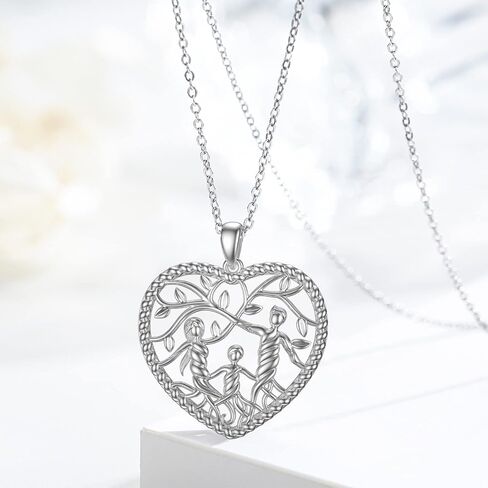 Tree of Life Necklace for Mum 925 Sterling Silver Mother Daughter Heart Pendant Tree Necklaces Mothers Day Gifts Gifts for Women Girls Wife Birthday in Saudi Arabia