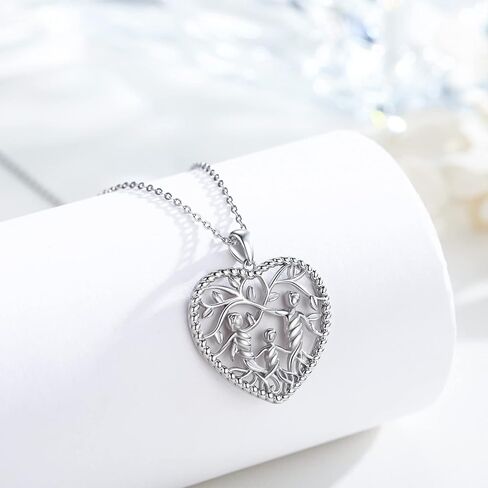 Tree of Life Necklace for Mum 925 Sterling Silver Mother Daughter Heart Pendant Tree Necklaces Mothers Day Gifts Gifts for Women Girls Wife Birthday in Saudi Arabia