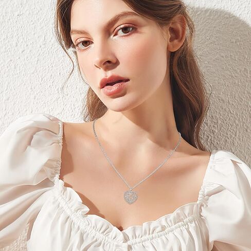Tree of Life Necklace for Mum 925 Sterling Silver Mother Daughter Heart Pendant Tree Necklaces Mothers Day Gifts Gifts for Women Girls Wife Birthday in Saudi Arabia